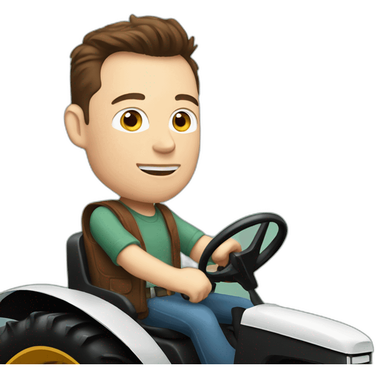 elon musk driving a tractor emoji