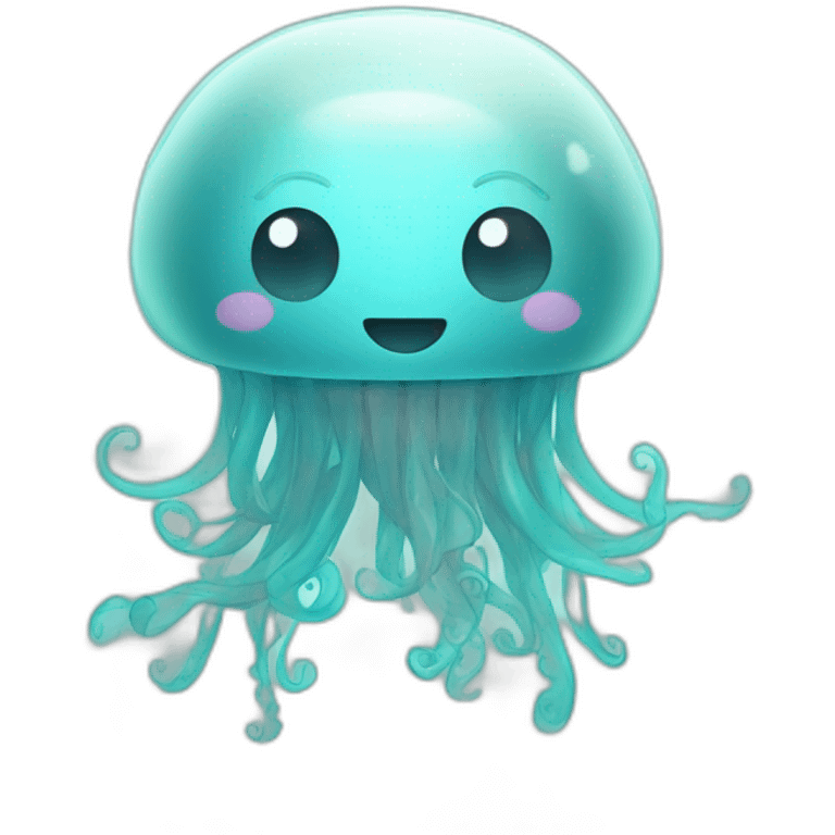 Happy light blue jellyfish with tentacles emoji