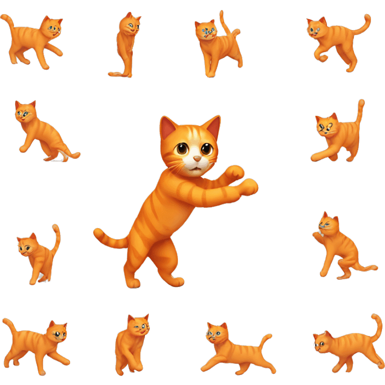 An orange cat doing sport emoji