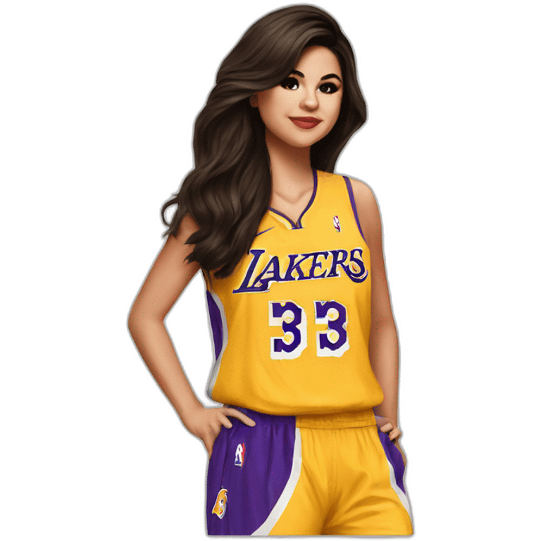 selena gomez wearing lakers jersey emoji