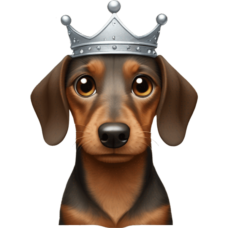 Wire-haired dachshund, brown, with a crown on the head emoji