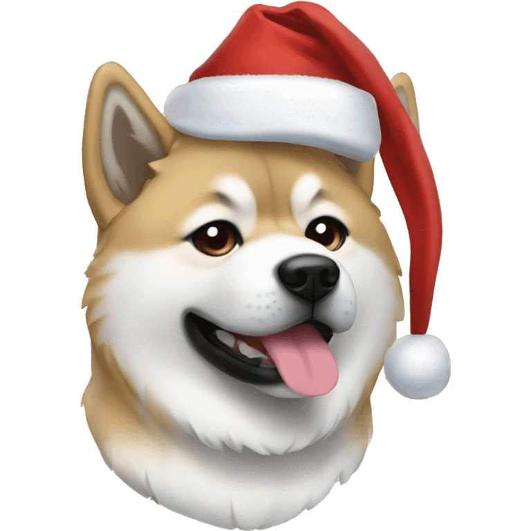 Akita with christmas haz emoji