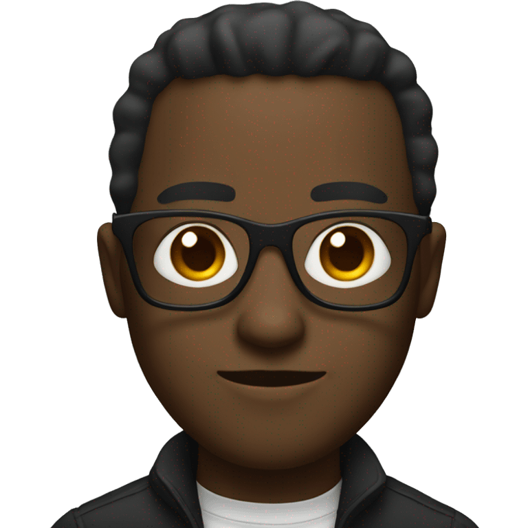 black man with black square glasses emoji