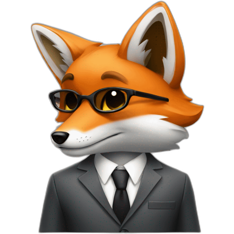 Cool Fox in a suit thinking  emoji