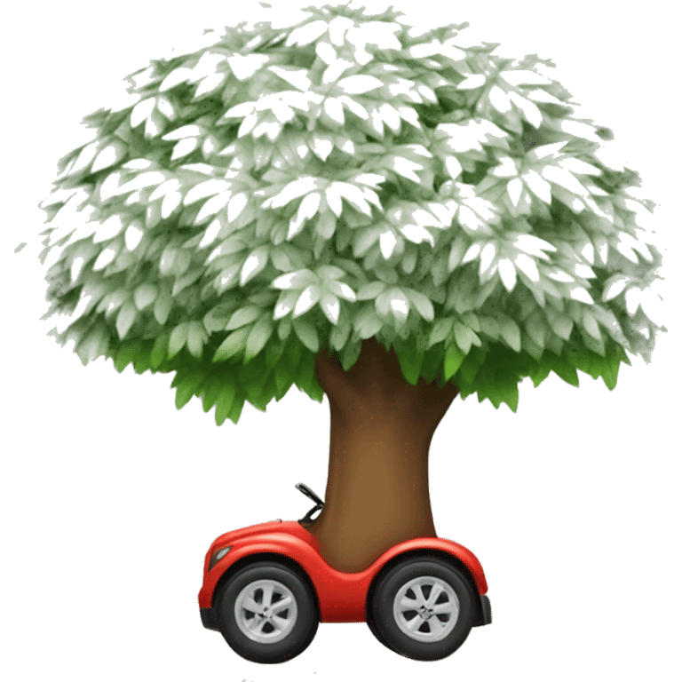 tree going fast with wheels as hind emoji