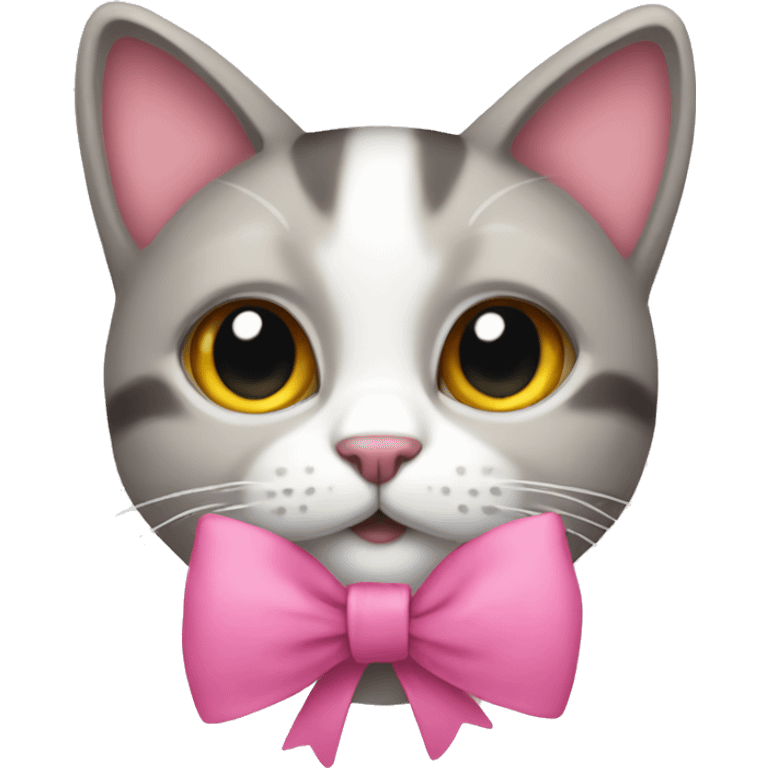 A cat with a pink bow emoji