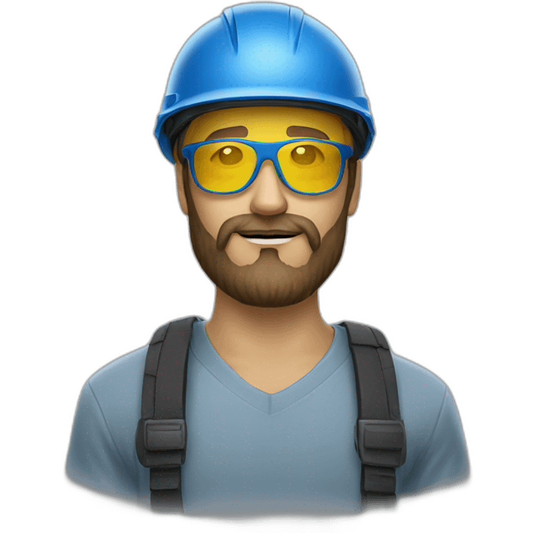 beard men in blue helmet and yellow glasses emoji