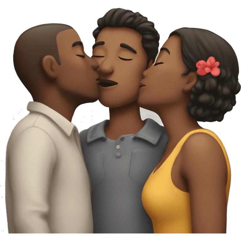 Three people kissing emoji