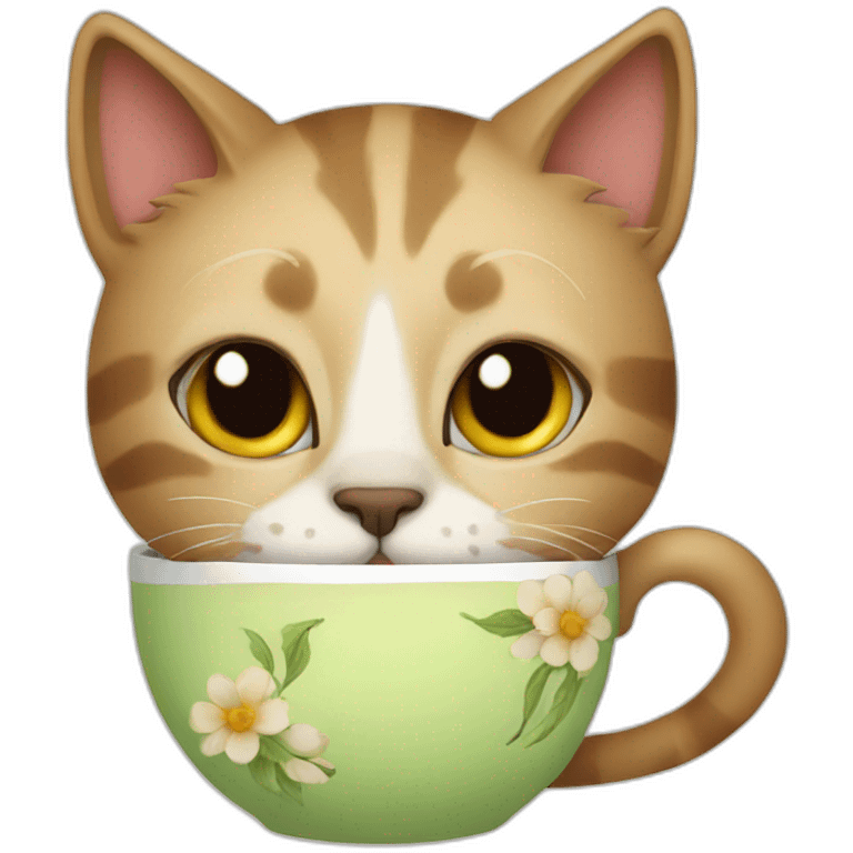 cat drinking tea emoji