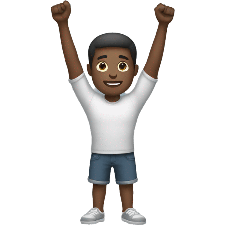 black man arms raised high emoji