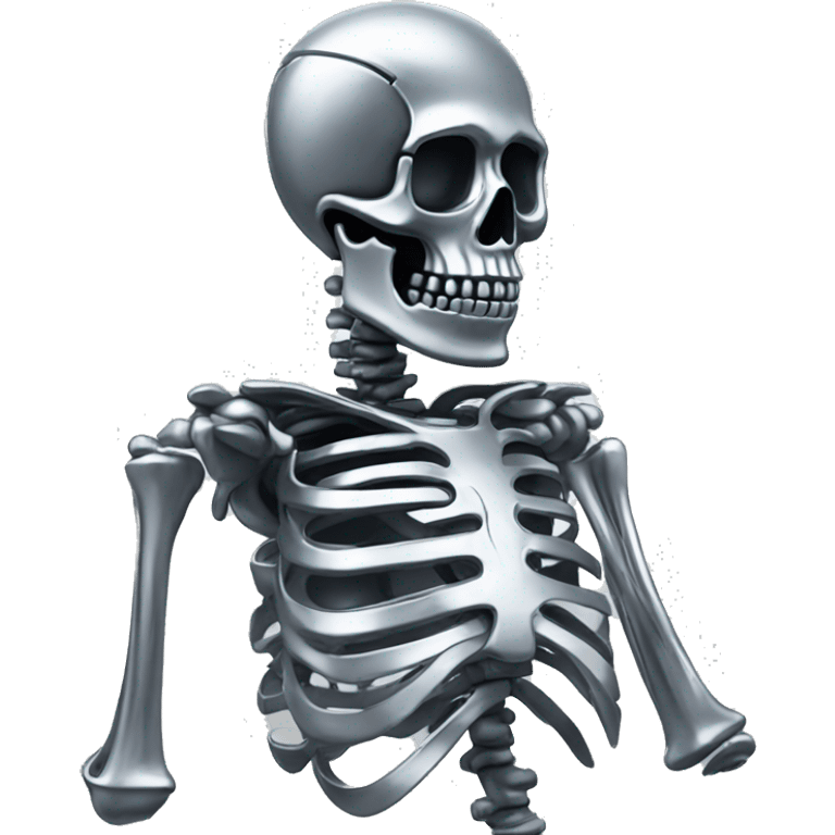 skeleton made out of chrome emoji