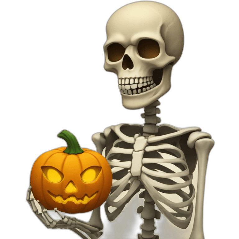 skeleton with a pumpkin head emoji