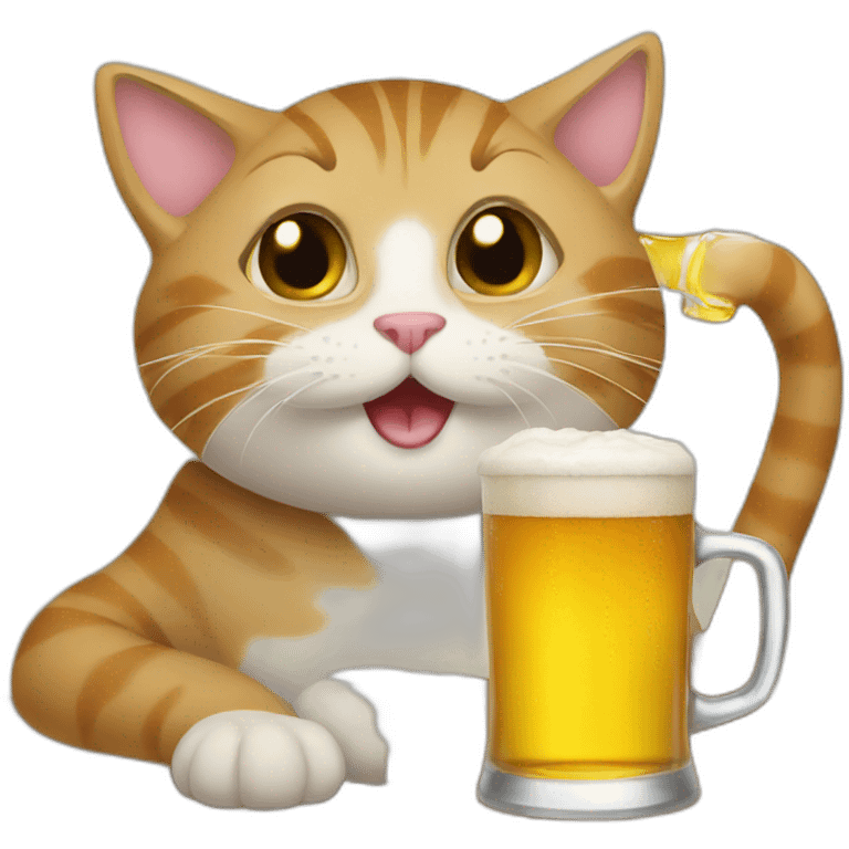 cat drinking beer emoji