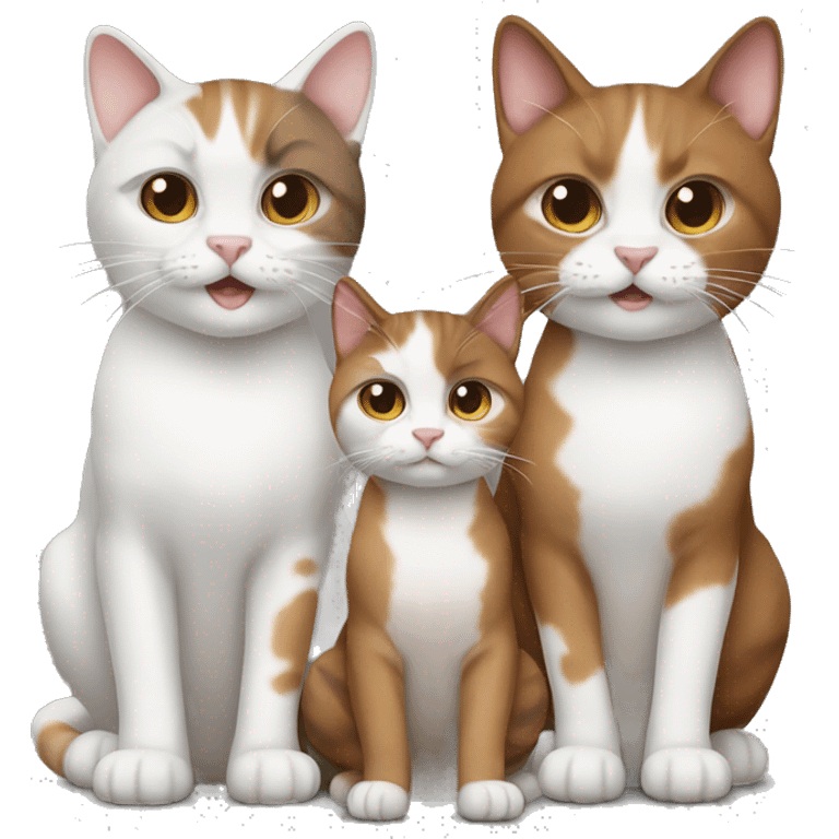 3 cats white and brown emoji