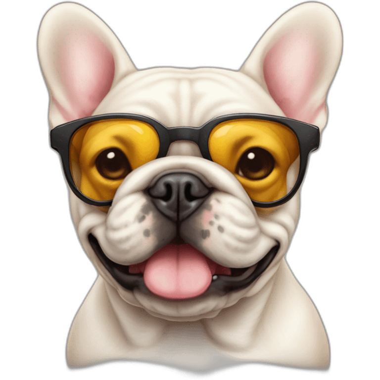 Bouledogue français avec des lunettes de soleil e emoji