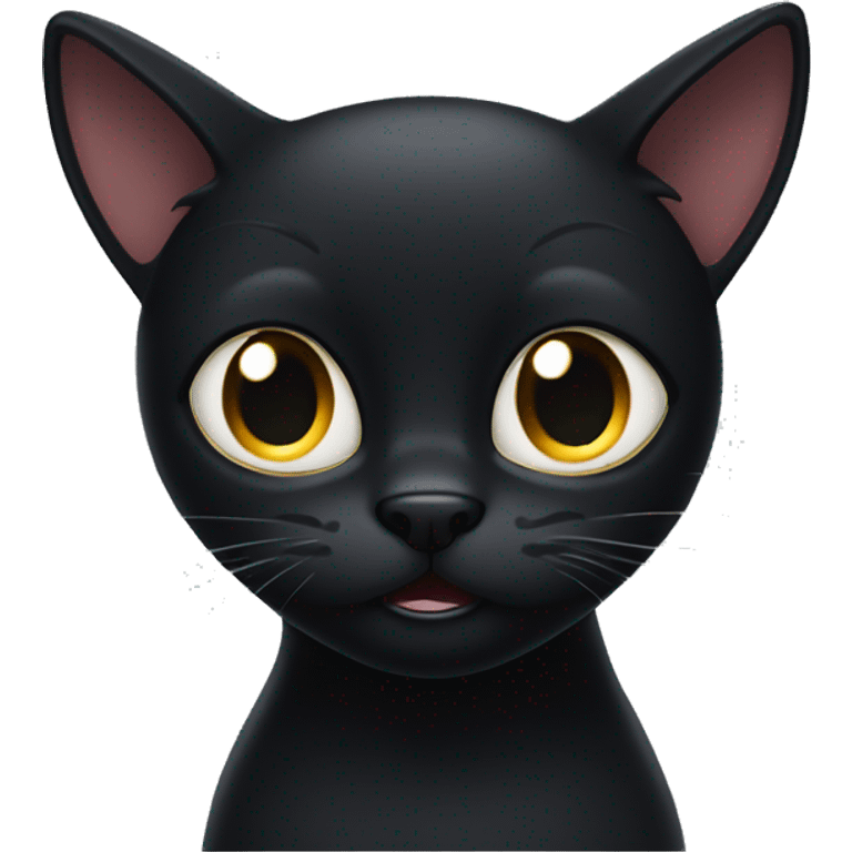 Scared black cat with an arched back emoji