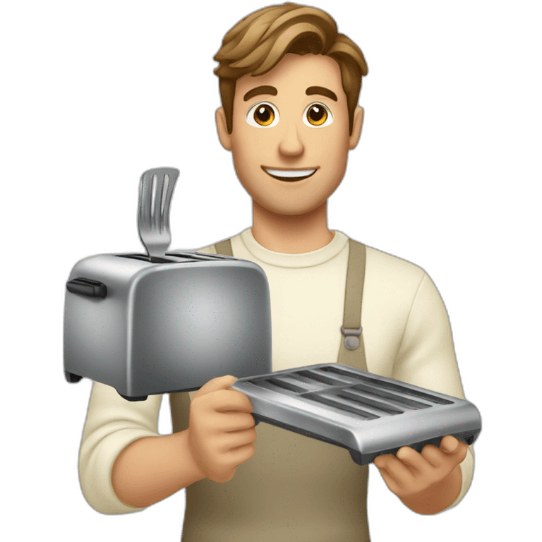 A guy putting a fork into a toaster emoji