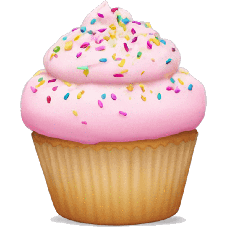 Vanilla cupcake with pink icing and sprinkles  emoji