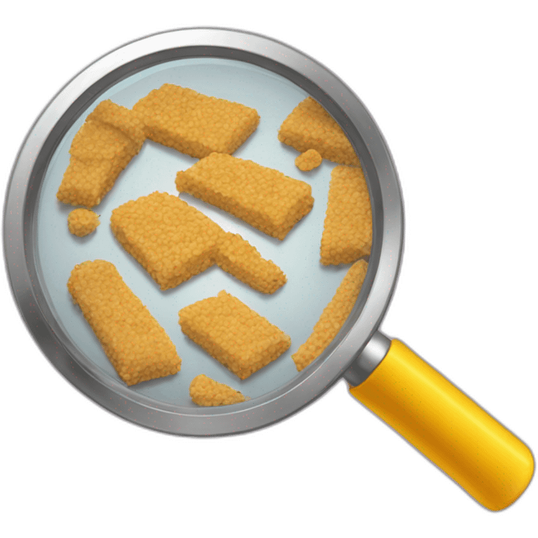 a magnifying glass looking at crumbs emoji