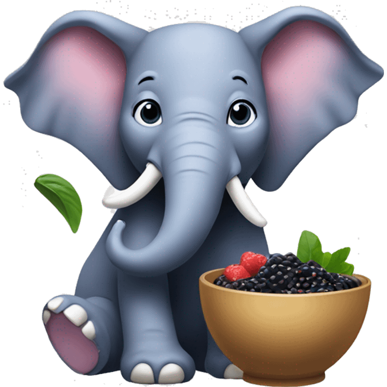 Elephant eating and açaí bowl emoji