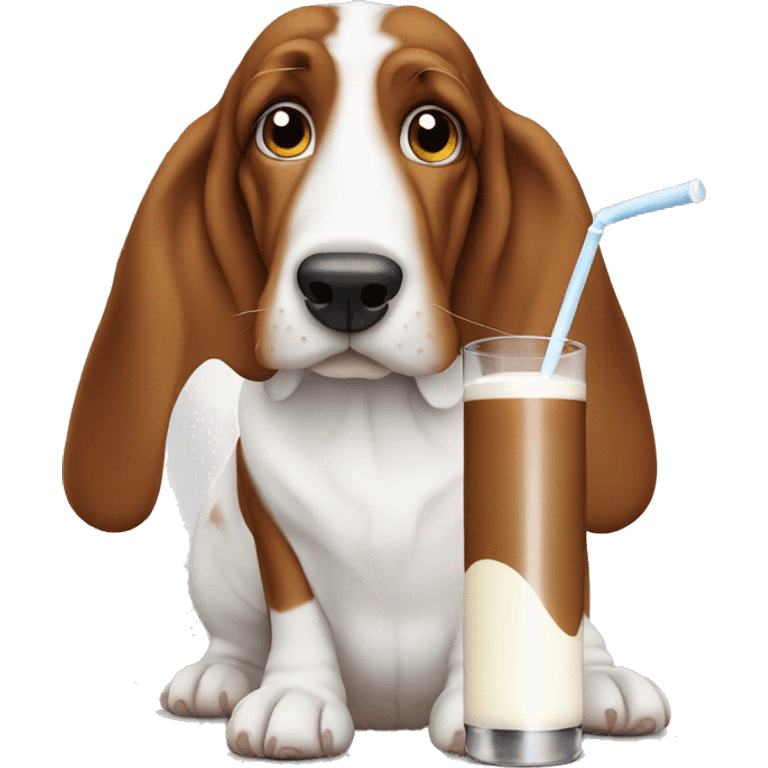 Basset Hound drinks milk emoji