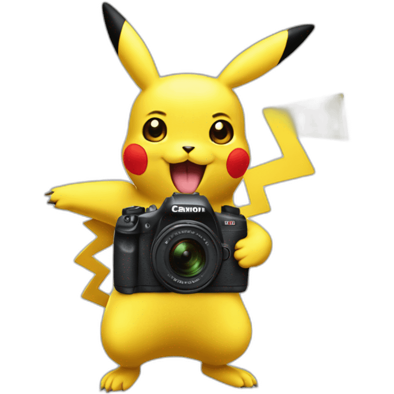 pikachu with Canon camera emoji