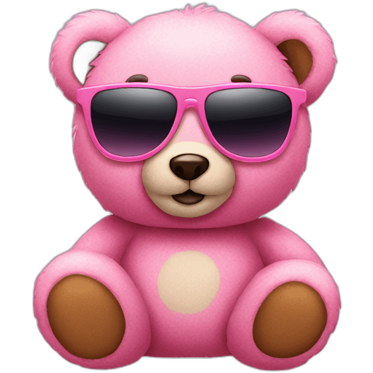 pink teddy bear with sunglasses emoji