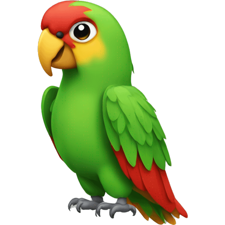 parrot with red face green body and yellow beak emoji