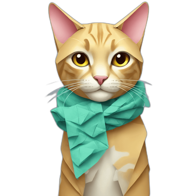 Fashion Cat in origami scarf emoji