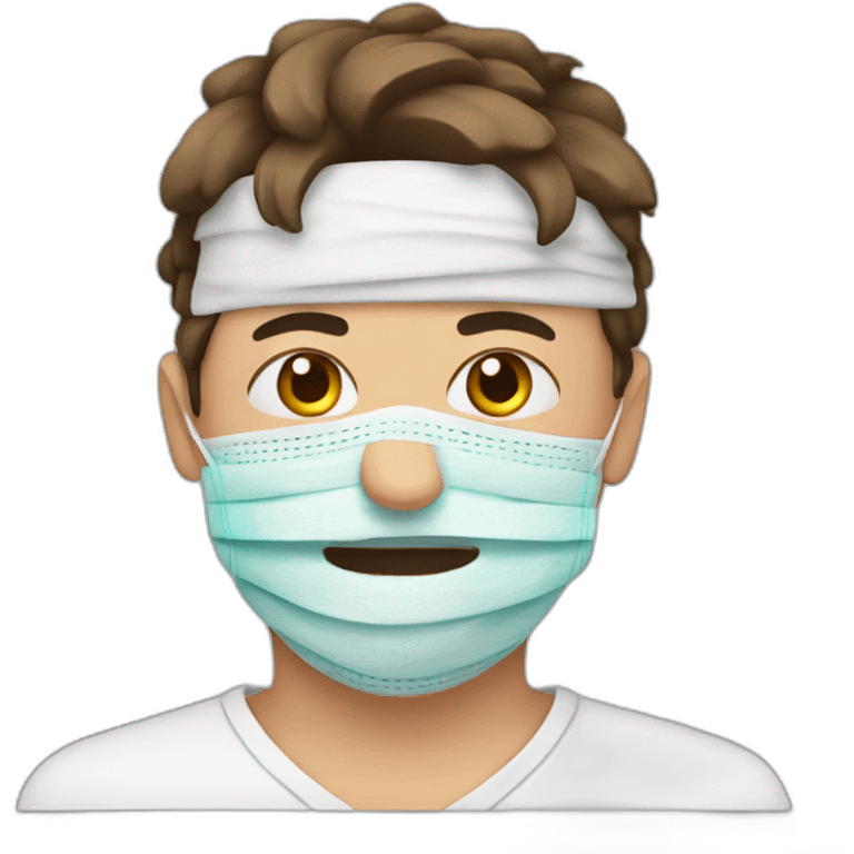 ma with bandages on face emoji