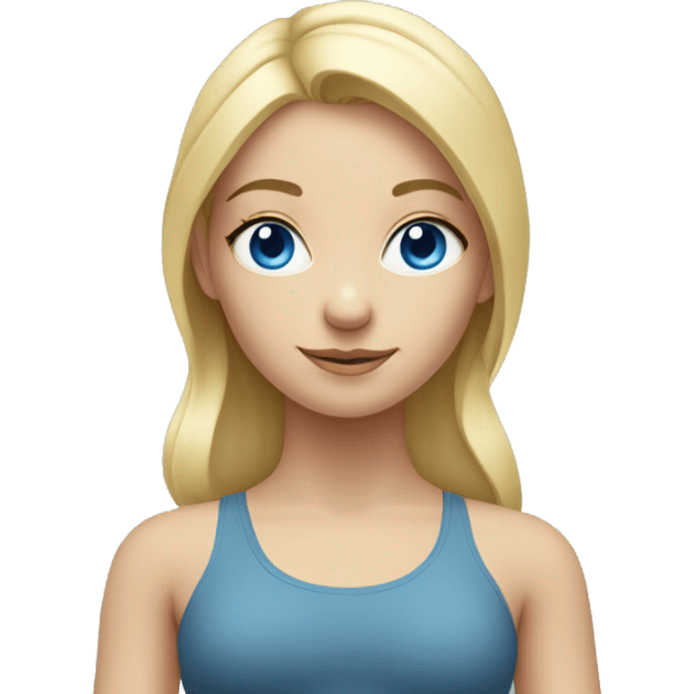 blonde girl doing yoga blue eyes emoji