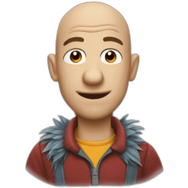 A bald man with fraggles and glaces emoji