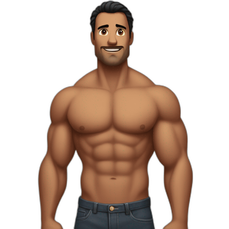 pedro posing shirtless muscle sfw emoji