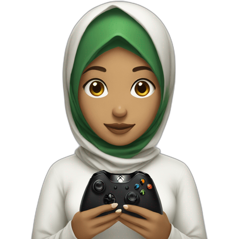 gamer girl with hijab with xbox console emoji