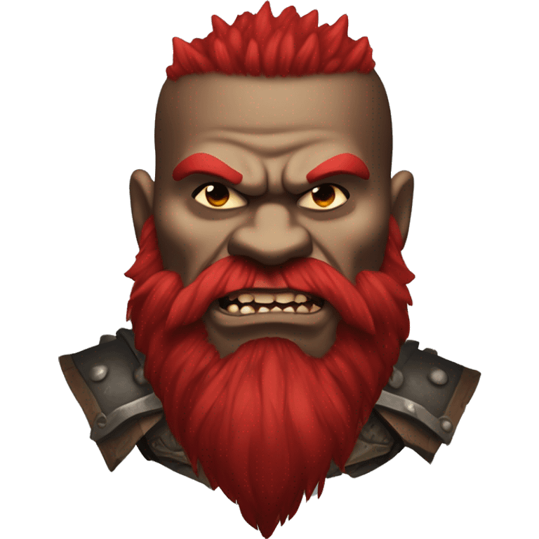 Armored Berserker orc with red beard & red mohican emoji