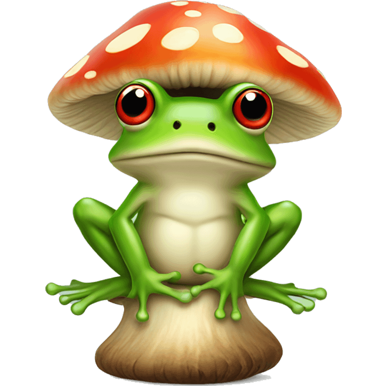 Frog sitting on mushroom emoji