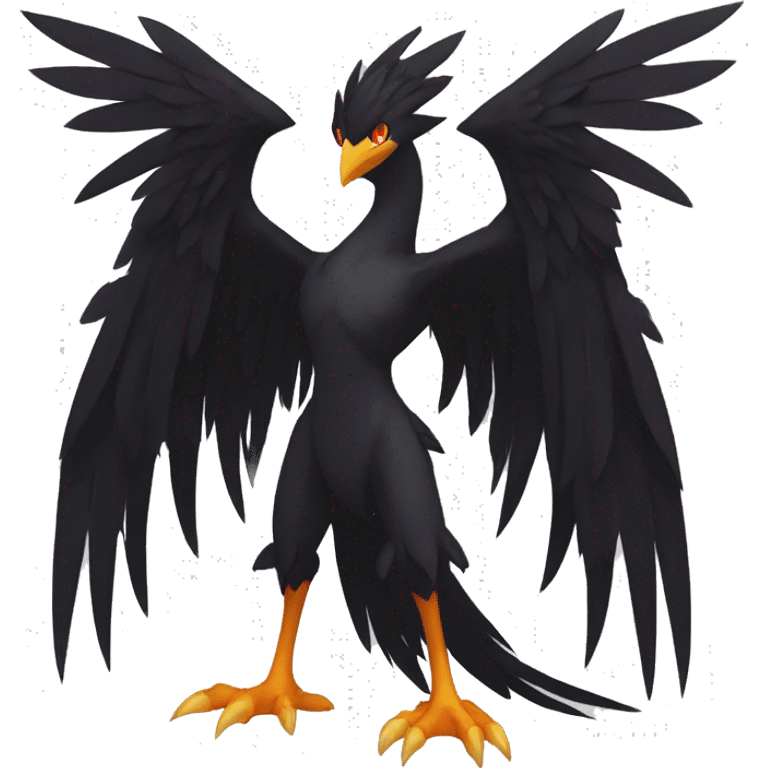 Fantasy legendary godly dark bird shadow-type-Phoenix Fakemon full body emoji