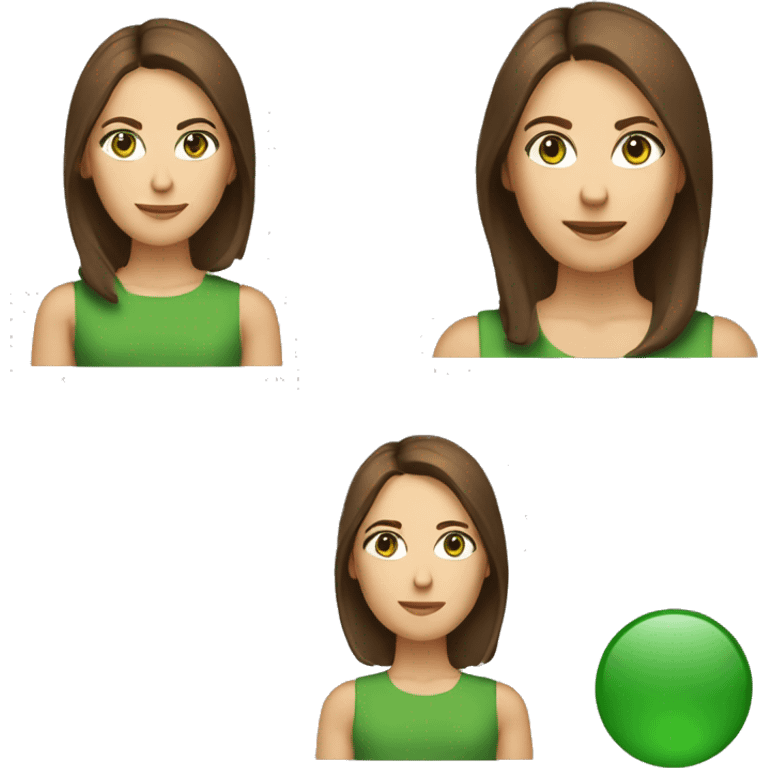 pretty middle age woman with kelly green eyes and shoulder length straight brown hair casual emoji