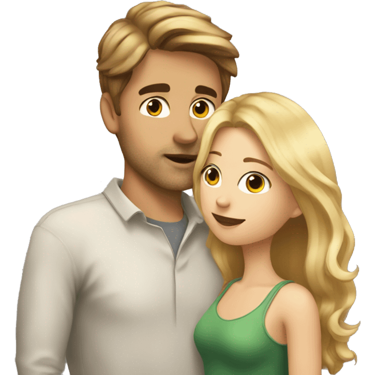 Girl with brown hair kissing guy with blonde hair  emoji