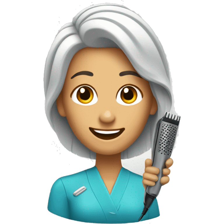 happy barber woman with hair clipper emoji