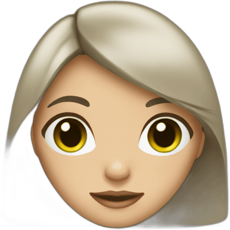 Girl wirh Green eyes and dark brown mid-length hair  emoji