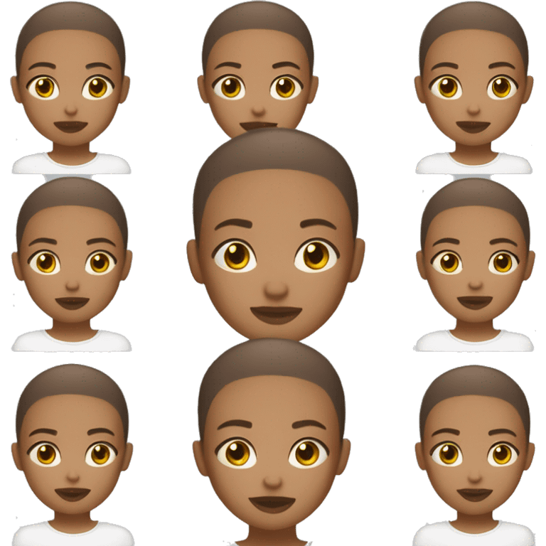 blue eyes brown buzz cut light skin girl emoji