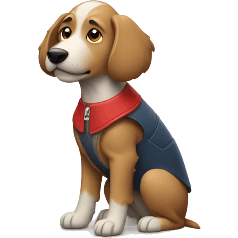 Hard-haired typing dog with a red vest emoji