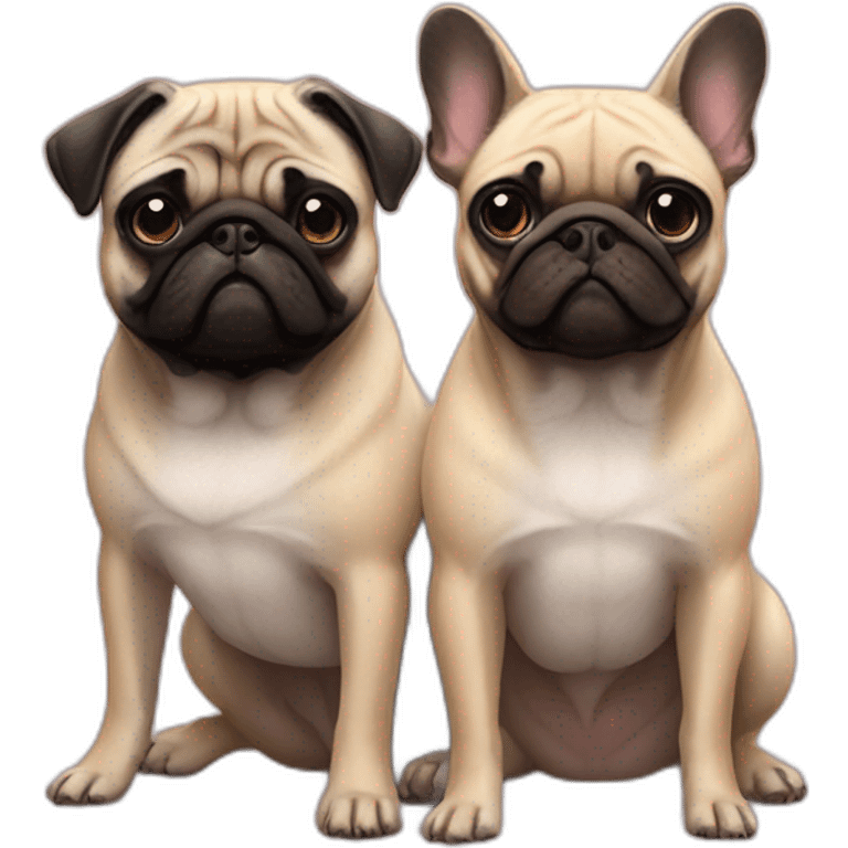 Couple gay pug and frenchie emoji