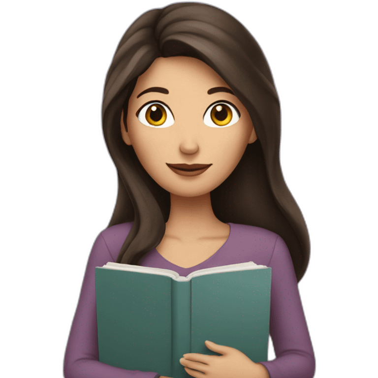 Brunette woman holding book emoji