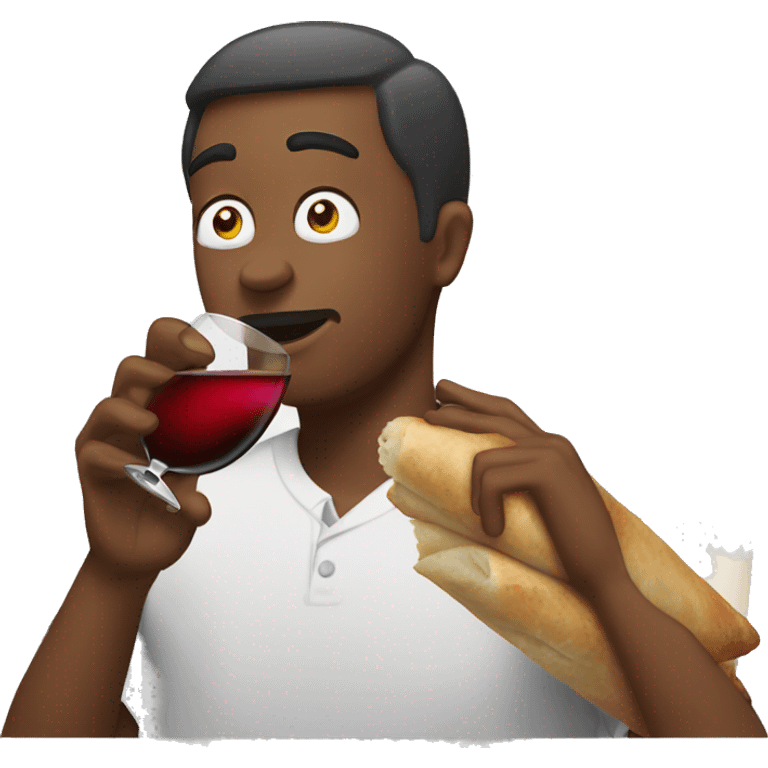  Man drinking wine eating egg roll emoji