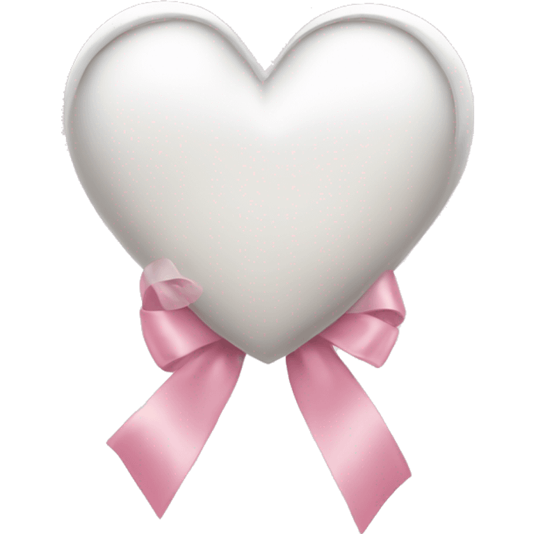 white heart with light pink ribbon bow emoji