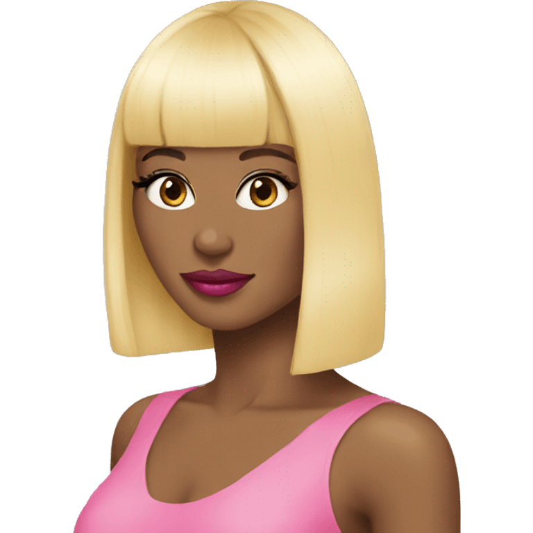 Blonde bangs bob pink lips emoji