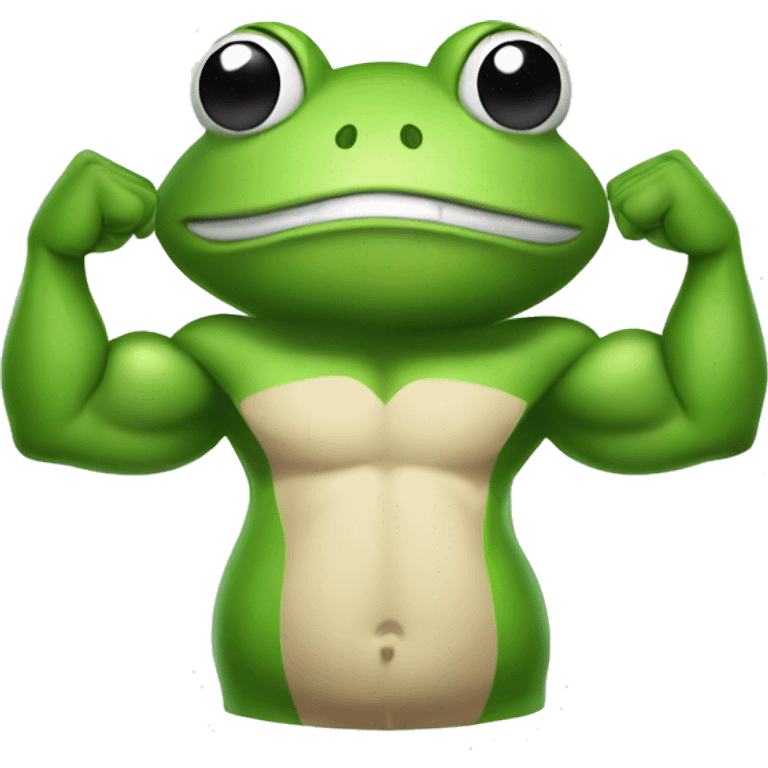 Buff cartoon frog flexing arms  emoji