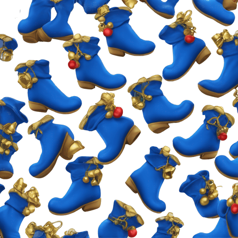 Realistic isolated royal blue elf boots with bells. emoji